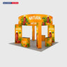 6x6m Island Booth with 3D Media Walls & 3 Counters