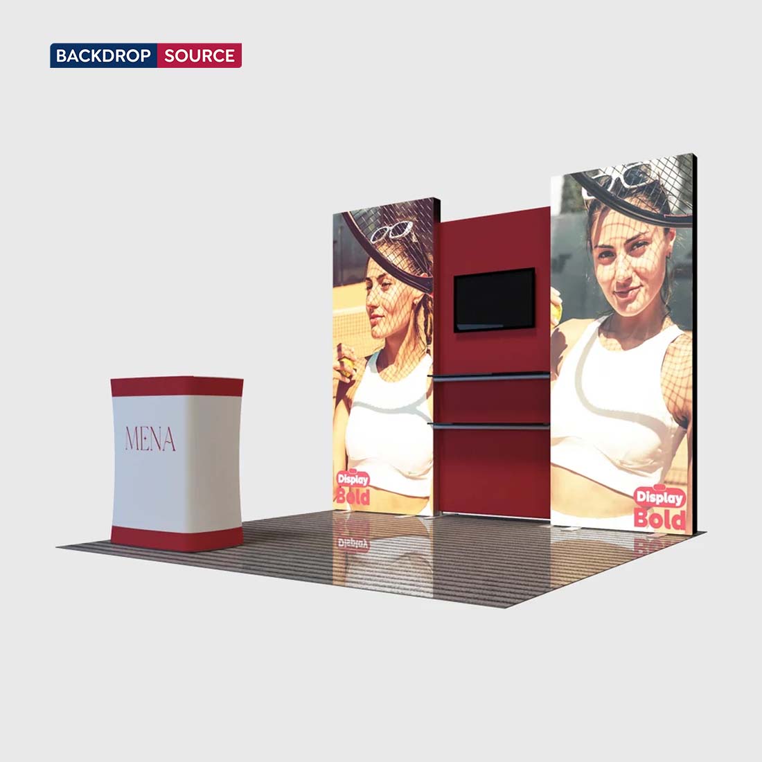 3x3m Fabric Wall Booth Kit with TV Mount & Shelving