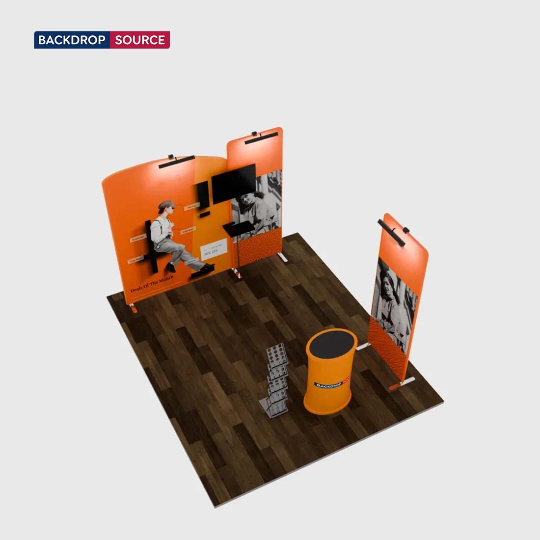 3m Wide Premium Modular Exhibition Booth Kit with TV Display