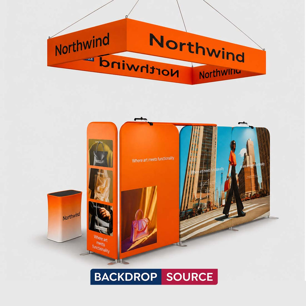 3x6m Magnetic Booth Kit with L-Shape TV Tower & Hanging Banner