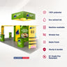 9x6m Island Booth Kit with Hexagon Lounge Shelving & 4 Counters