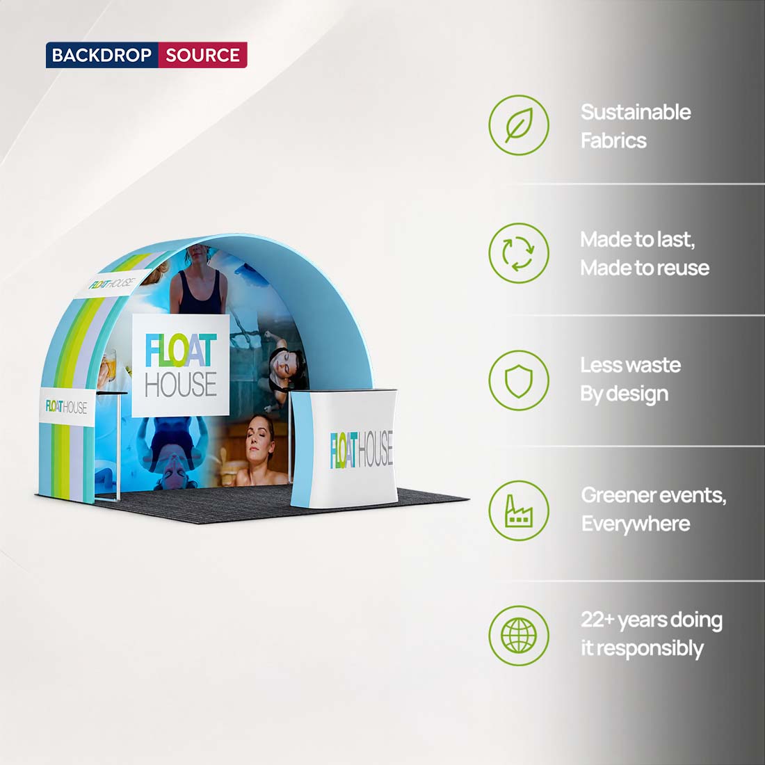 3x3m Round Arch Booth Kit with Shelving & Counter