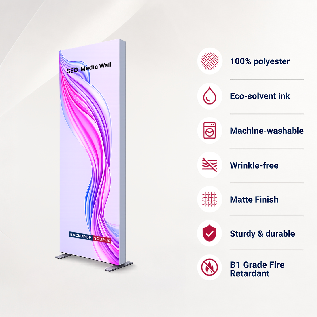 Non-Backlit SEG Fabric Media Wall - 0.85m W x 2m H