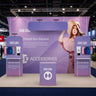 6x3m Booth Kit with Curved Towers, Shelving & Hanging Sign