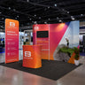 3x3m Booth Kit with Curved Wall, TV Shelf Tower & Banner