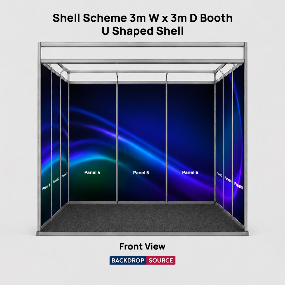 Shell scheme Exhibition Graphics for 3m Wide x 3m Depth Booth