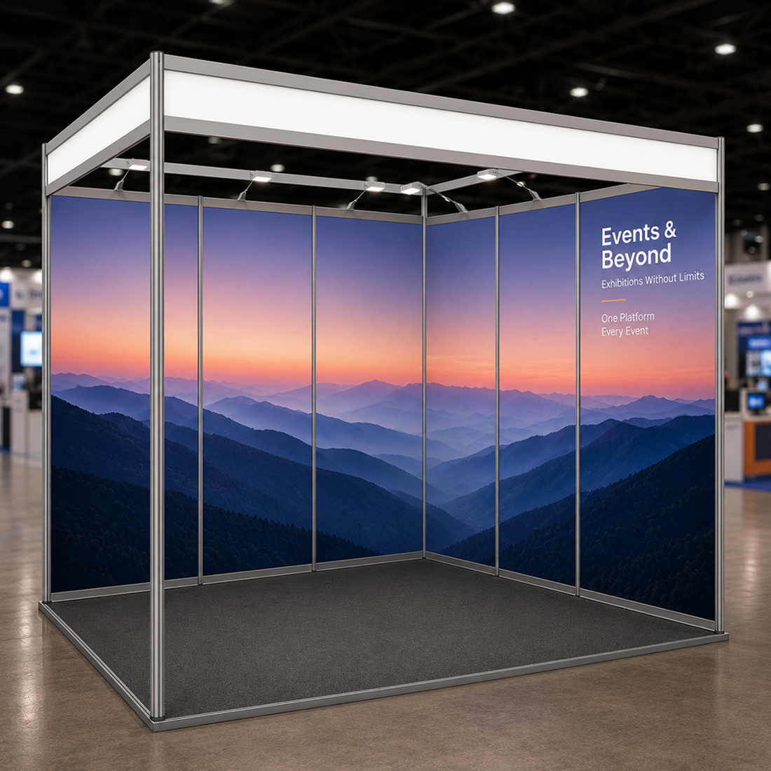 Shell scheme Exhibition Graphics for 3m Wide x 3m Depth Booth