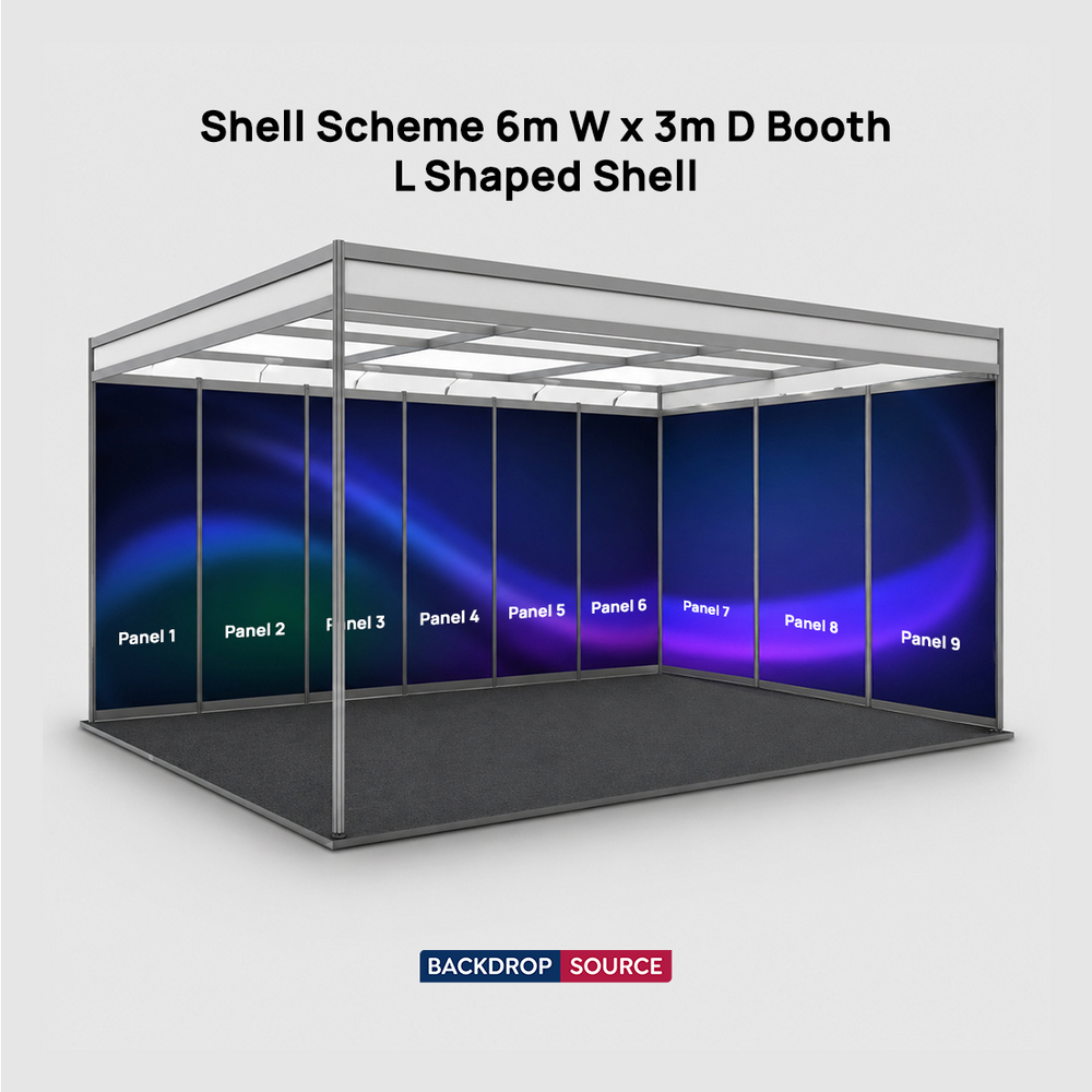 Shell scheme Exhibition Graphics for 6m Wide x 3m Depth Booth