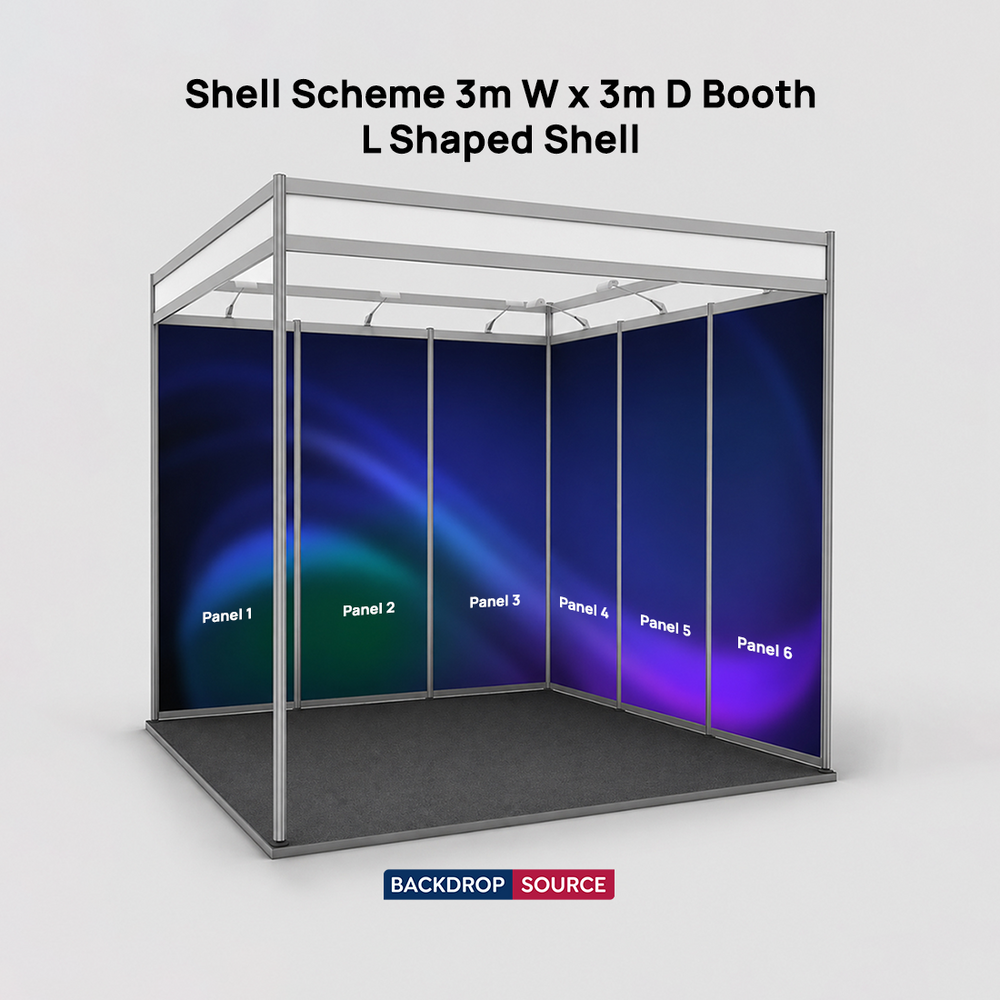 Shell scheme Exhibition Graphics for 3m Wide x 3m Depth Booth