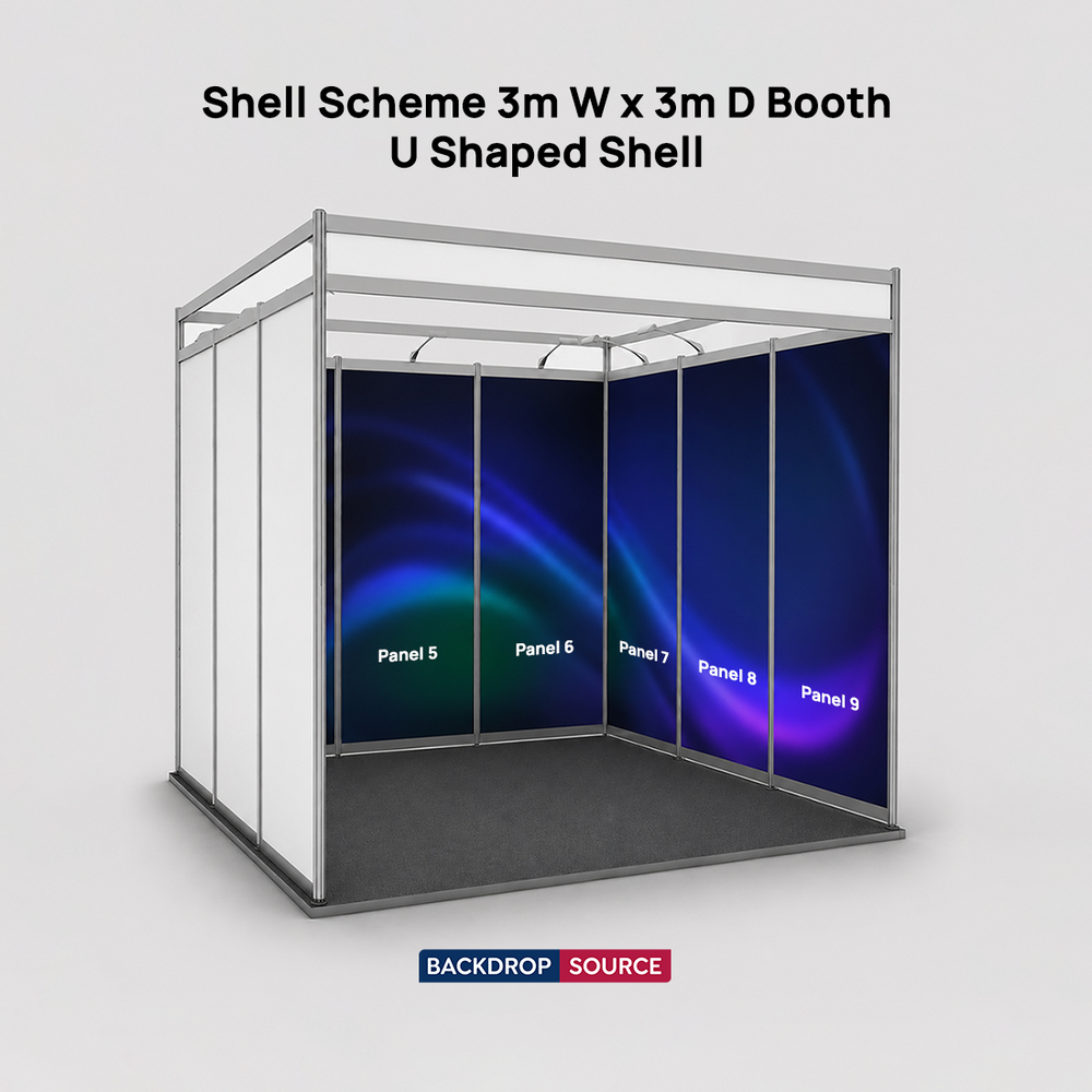 Shell scheme Exhibition Graphics for 3m Wide x 3m Depth Booth