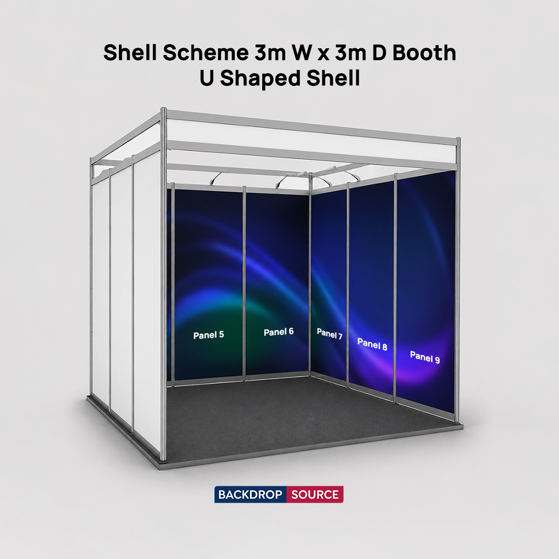 Shell scheme Exhibition Graphics for 3m Wide x 3m Depth Booth