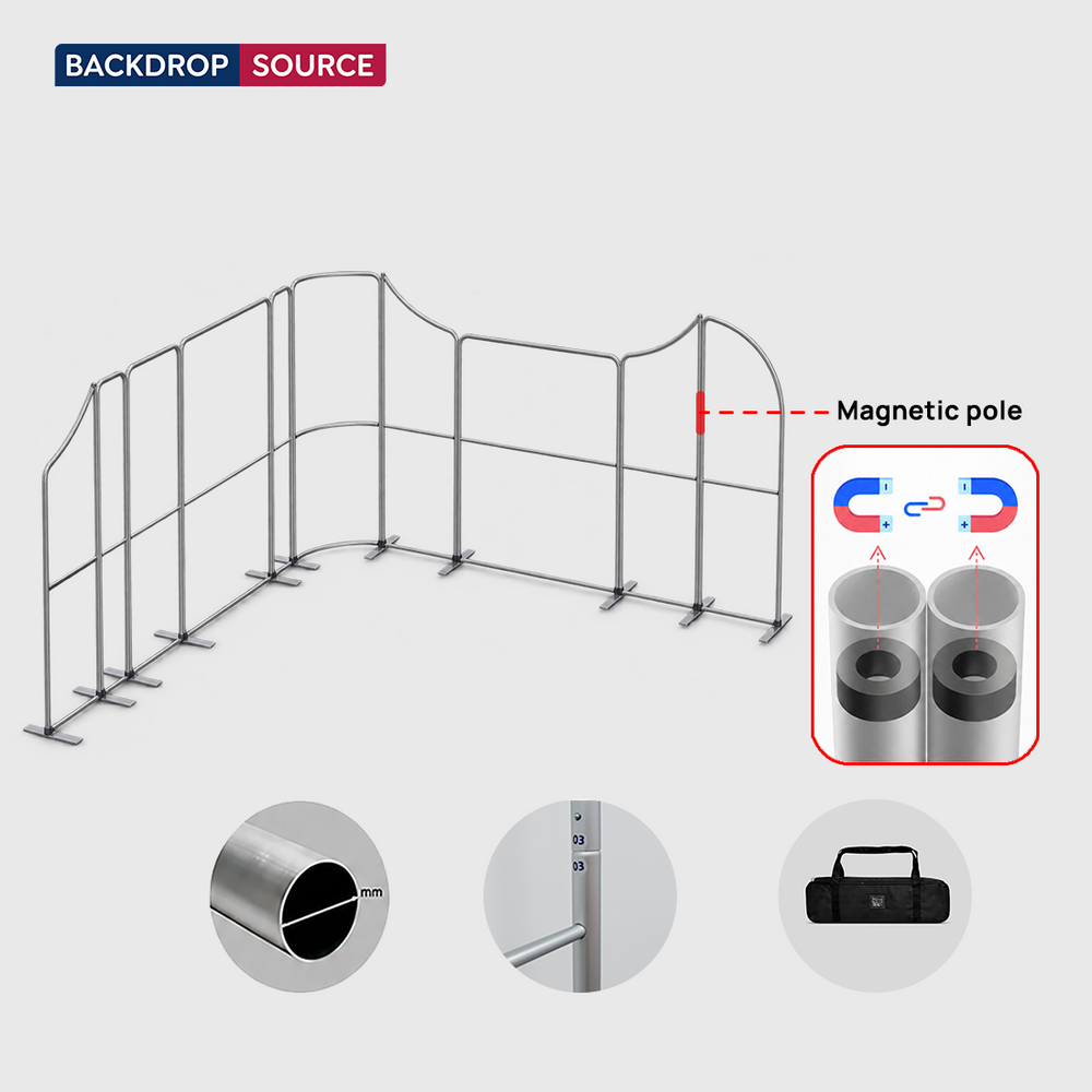 5x5m Magnetic Fabric Booth Wall with 10 Panels