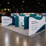 9x6m Tension Fabric Booth Kit with Banner Stands & LED Lights