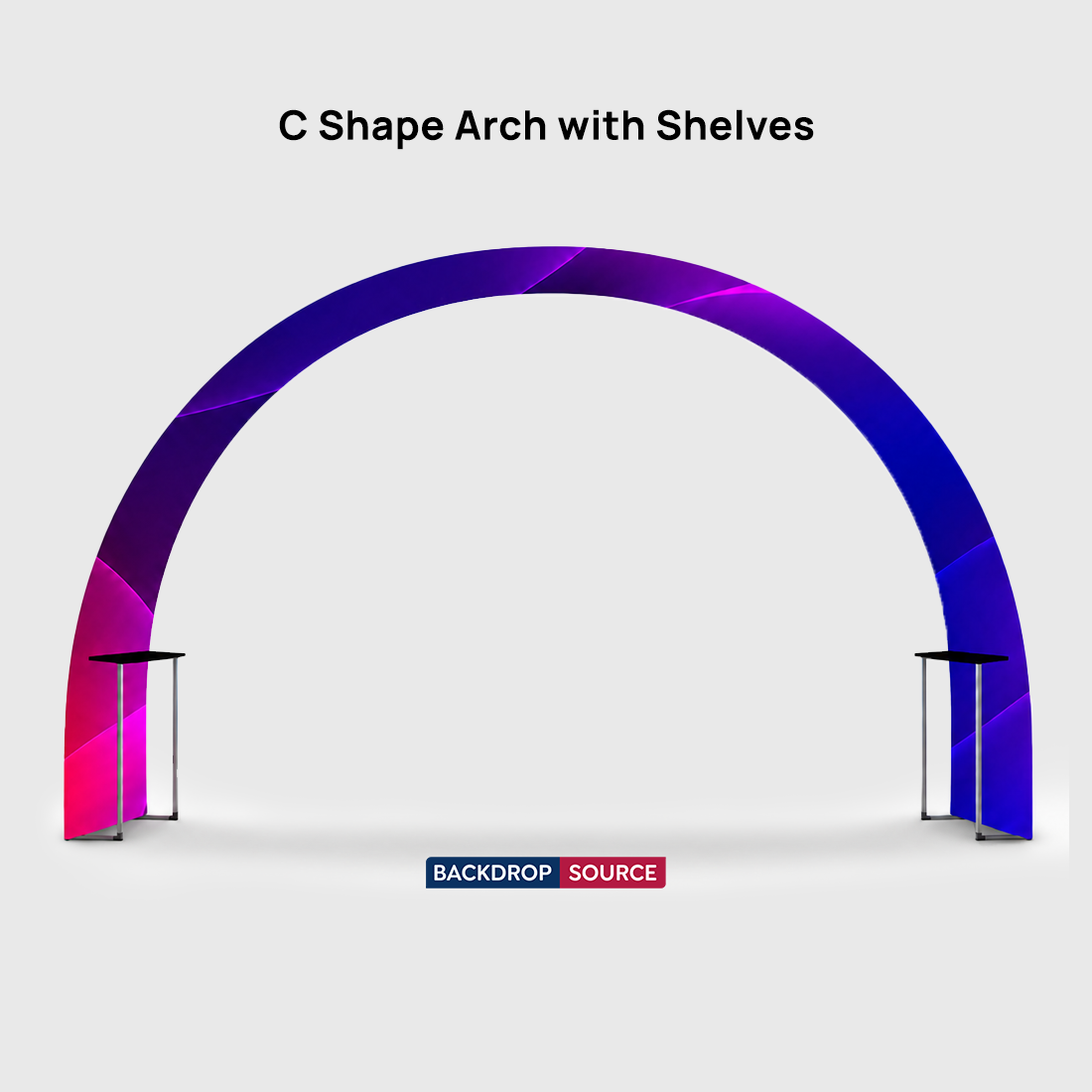 C Shape Tension Fabric Arch with Shelves