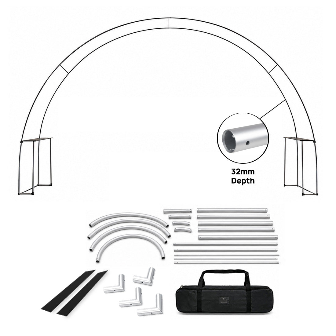 C Shape Tension Fabric Arch with Shelves