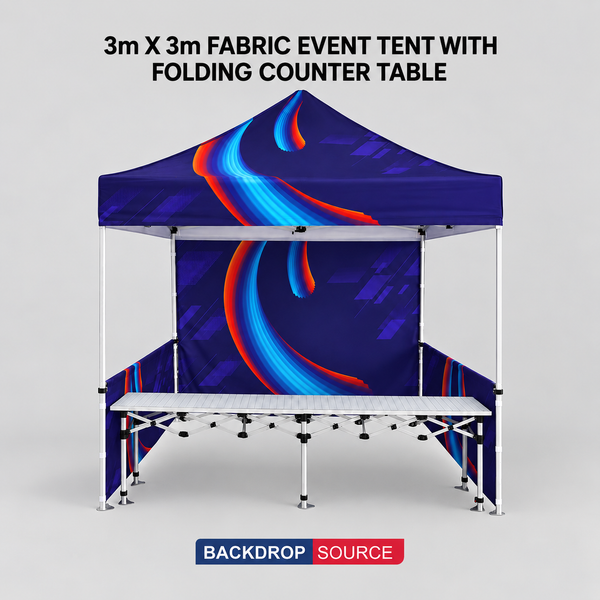 3m x 3m Fabric Event Tent with Folding Counter Table