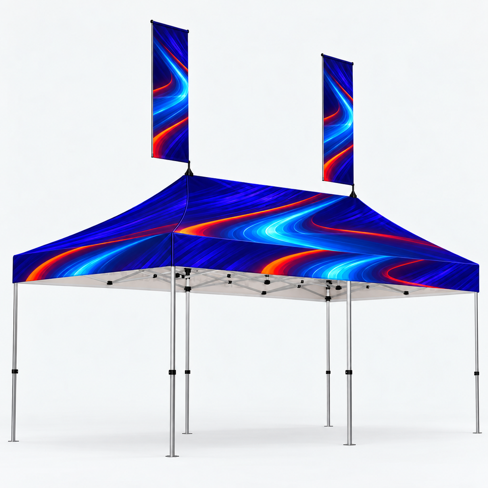 6m x 3m Canopy Tent with Peak Flag Kit