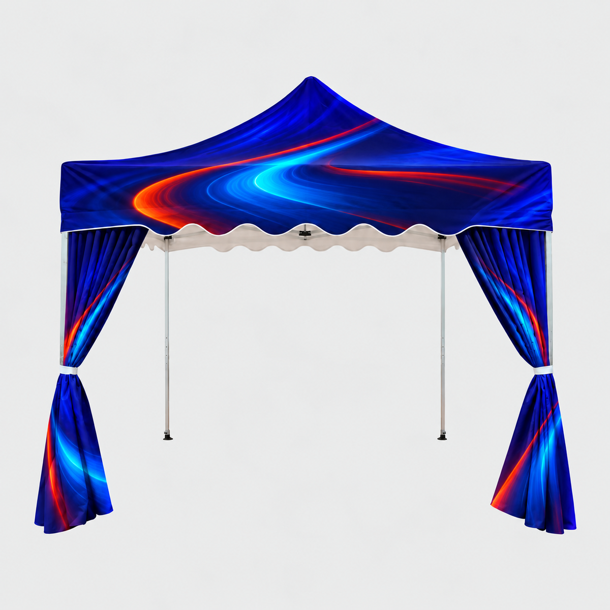 3m x 3m Canopy Tent with Scalloped Valances and Curtains