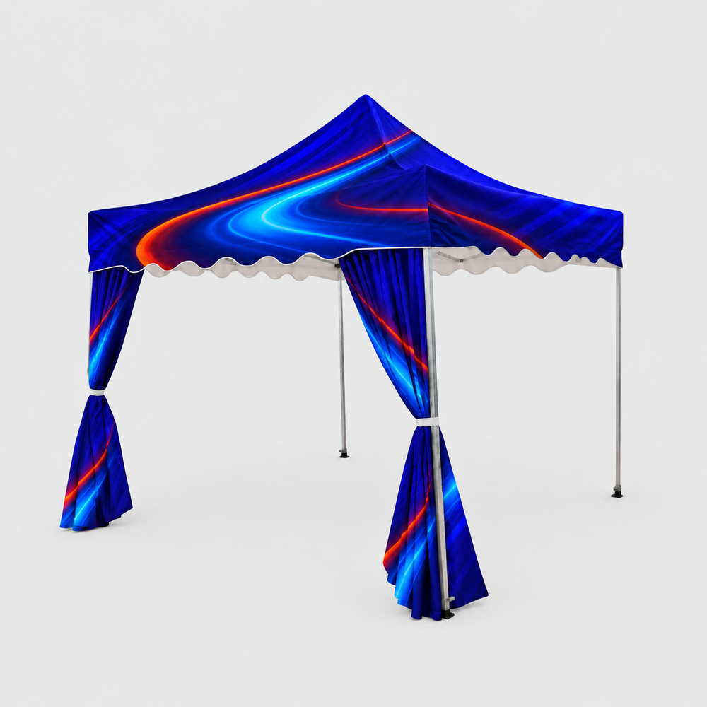 3m x 3m Canopy Tent with Scalloped Valances and Curtains