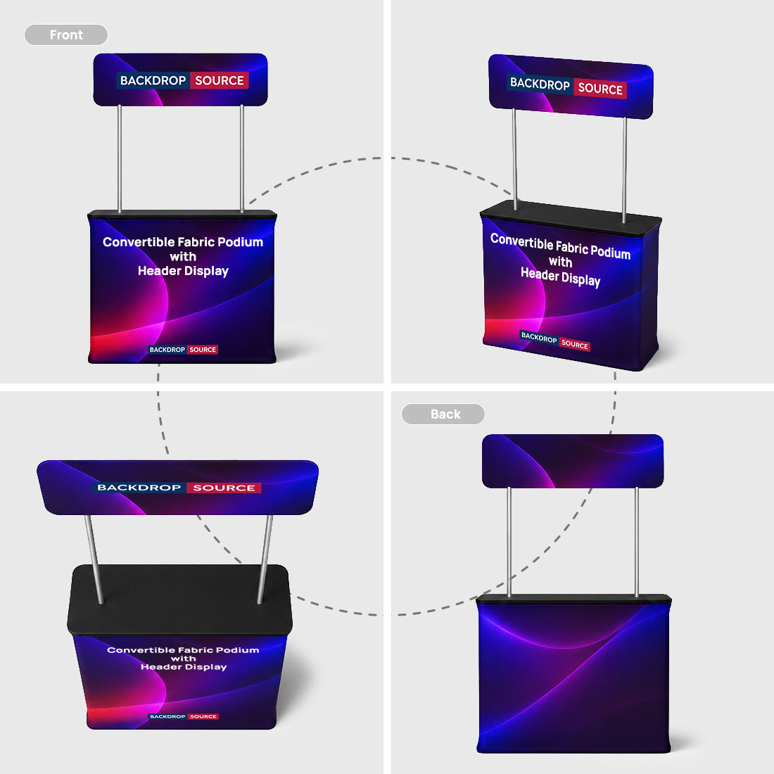 Convertible Fabric Podium Case with Header Display