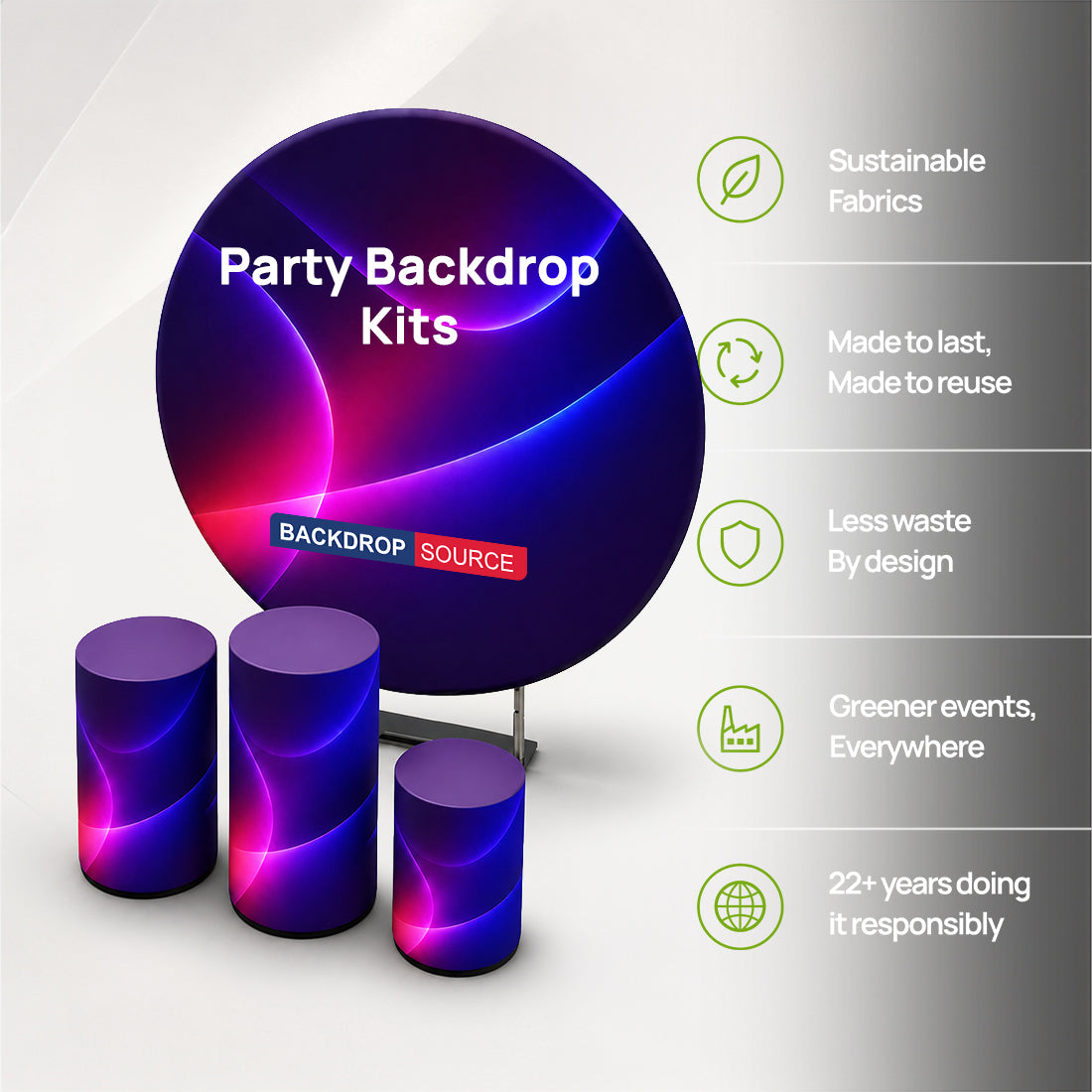 Customized Round Backdrop Kits with Counter for Birthday Parties & Events