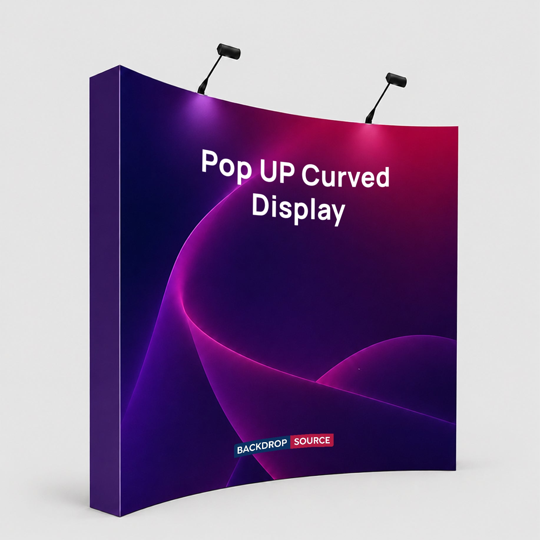 Fabric Popup Curved Backwall Kit with Clamping Lights