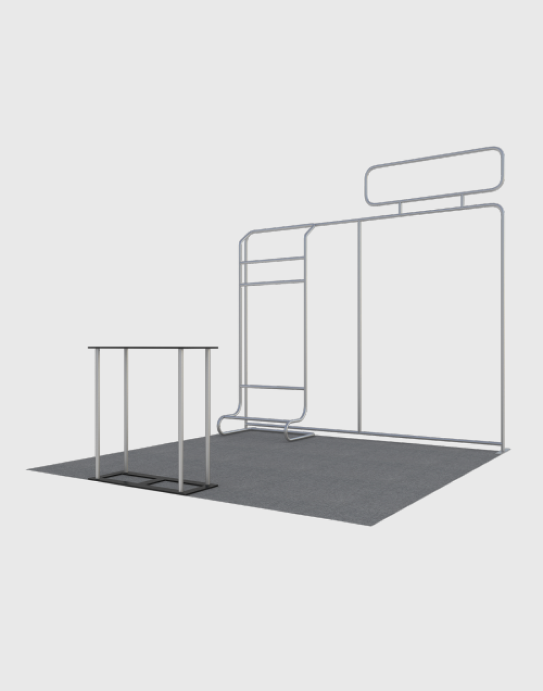 3x3m Booth Kit with Straight Wall, Waterfall TV Shelf & Counter