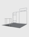 3x3m Booth Kit with Straight Wall, Waterfall TV Shelf & Counter