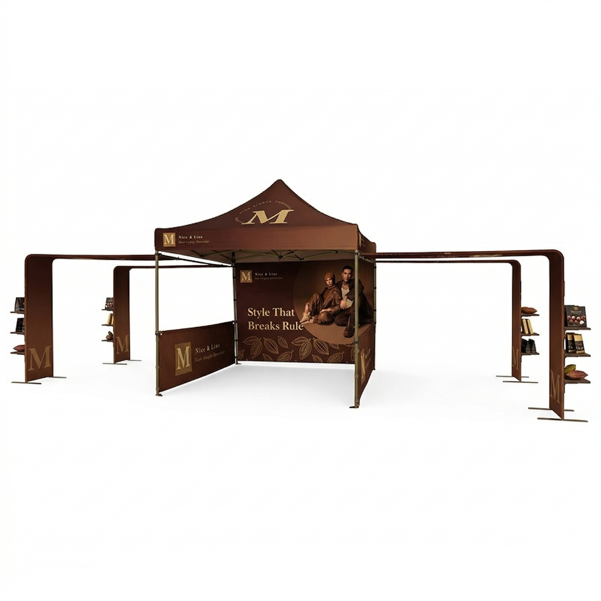 3m x 3m Fabric Canopy Kit with L-Shaped Wings & 4 TV Displays