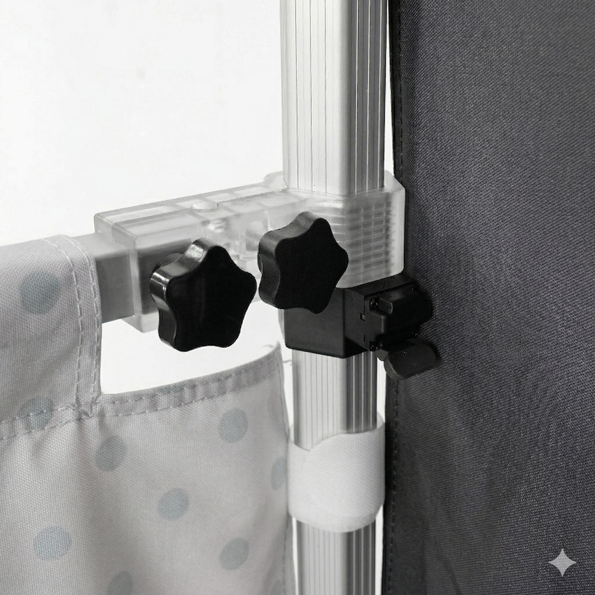 3m x 3m Fabric Canopy Kit with Waterfall Shelves & TV Mounts