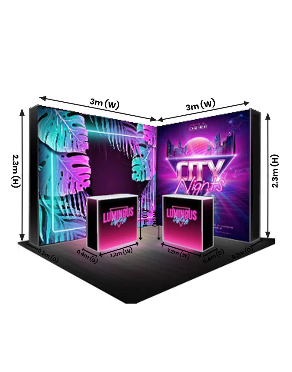 Unique Backlit L-Shaped Corner Trade Show Booth – Backdropsource UK