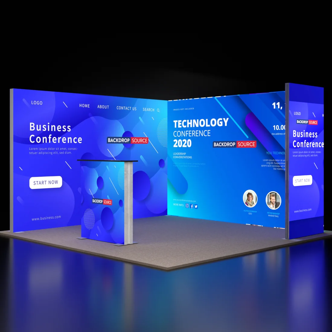 3m Backlit SEG Booth Kit with 2 Sidewalls & Lightbox Counter