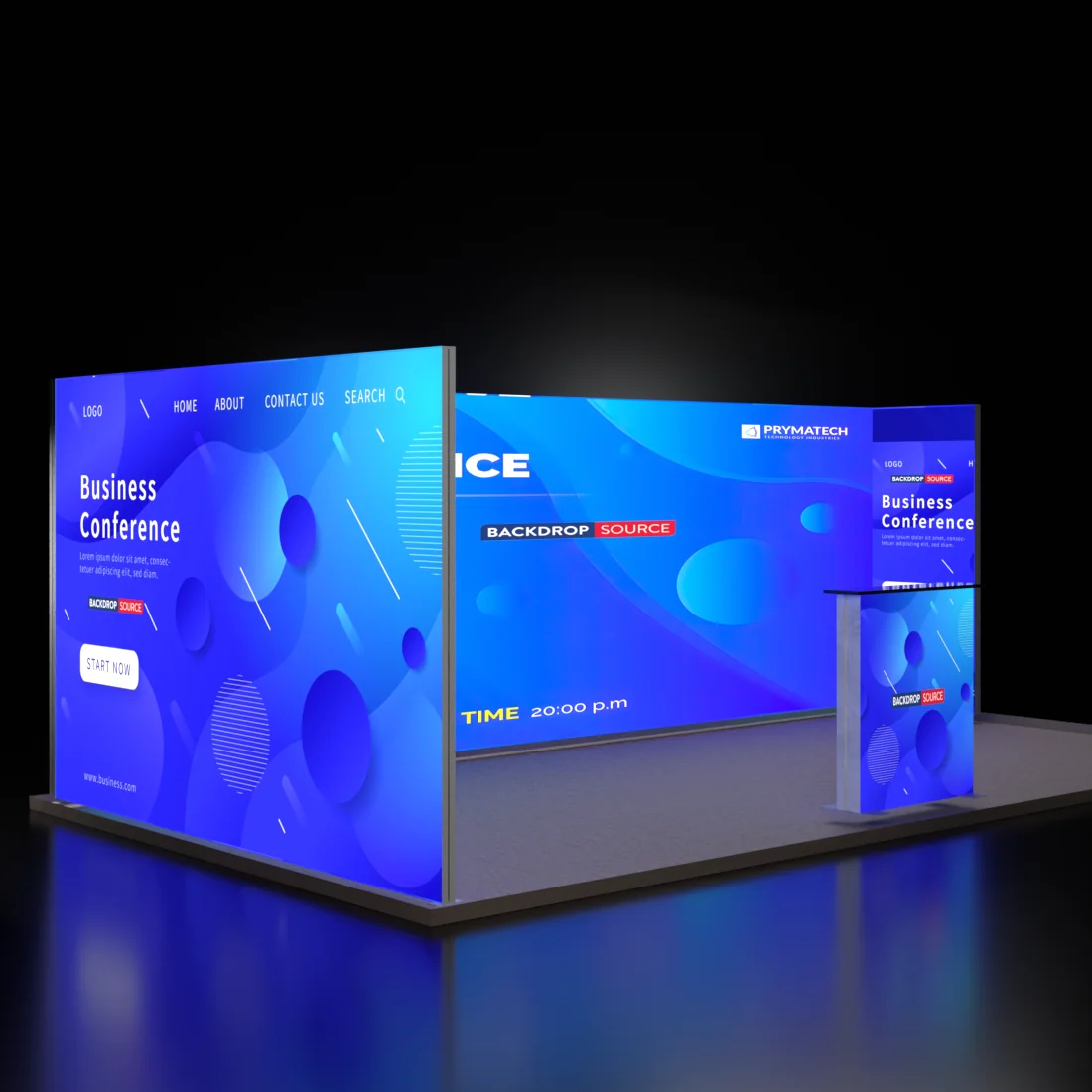 6m Backlit SEG U-Shape Booth Kit with Lightbox Counter