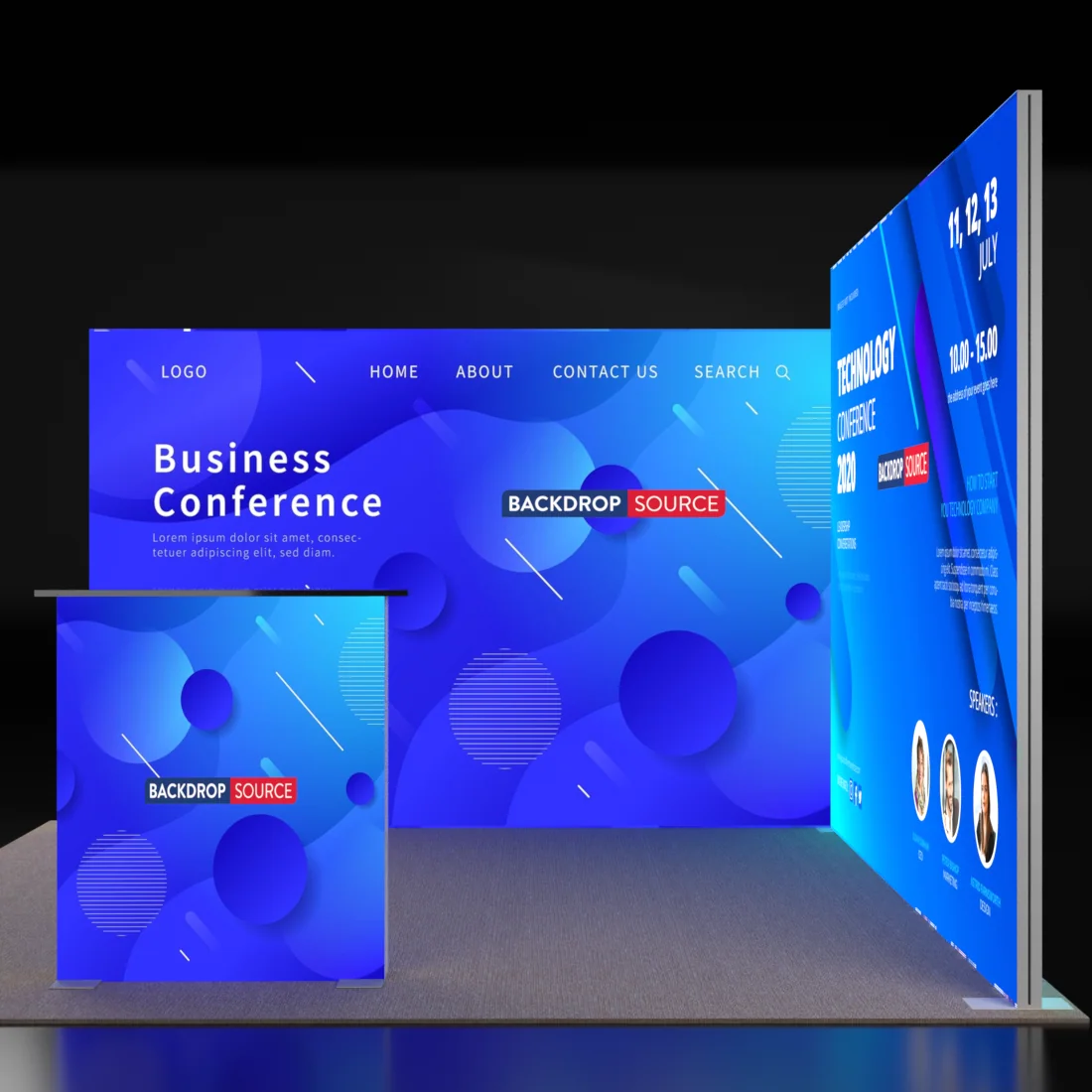 3m Backlit SEG L-Shape Booth Kit with Lightbox Counter