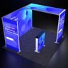 Backlit SEG Corner Booth Kit with L-Arch & Lightbox Counter
