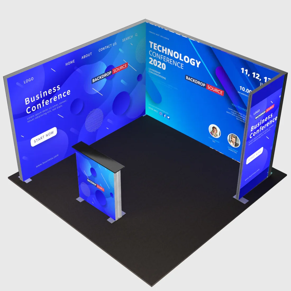 3m Backlit SEG Booth Kit with 2 Sidewalls & Lightbox Counter