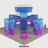 9x9m Cubic Tower Island Booth with Hanging Banner & Counters