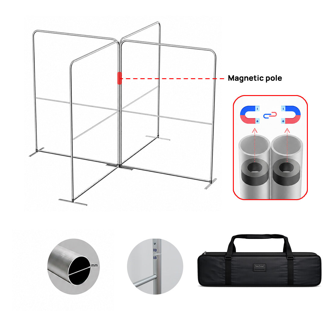 4x4m Magnetic Fabric Booth Wall with 4 Panels