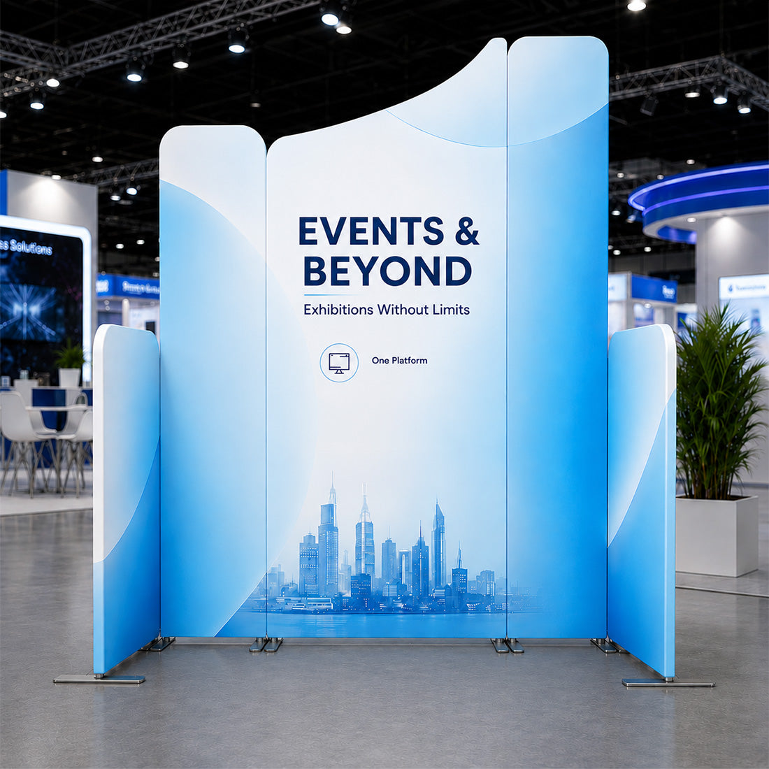 2x2m Magnetic Fabric Booth Wall with 5 Straight Panels