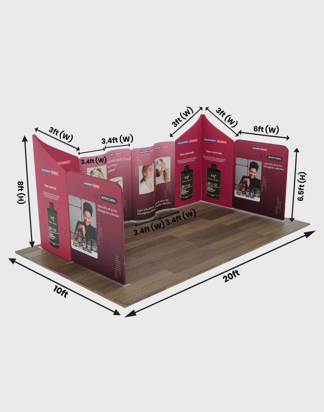 Magnetic Fabric Booth Display - Model 2 (6m x 6m)