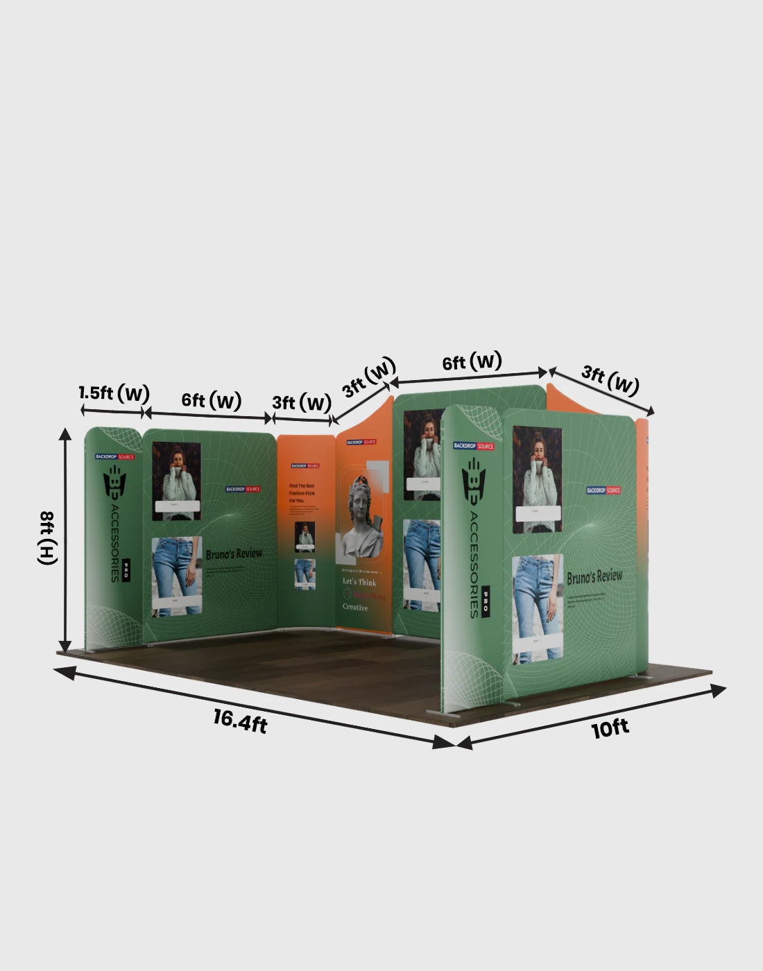 5x3m Magnetic Fabric Booth Wall with 9 Panels