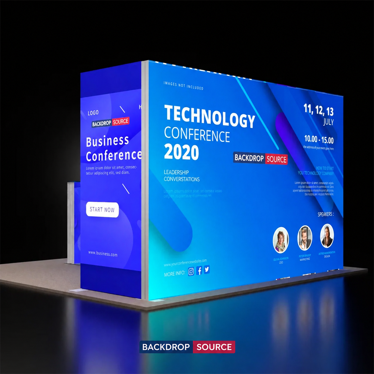 3m Backlit SEG Booth Kit with 2 Sidewalls & Lightbox Counter