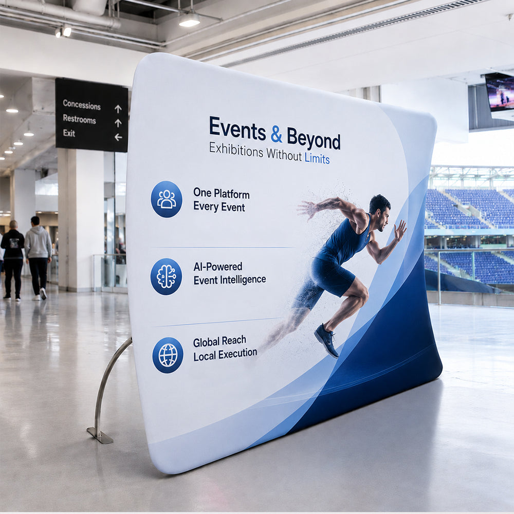 Modular U-Shape Fabric Display Stand – Tension Media Wall
