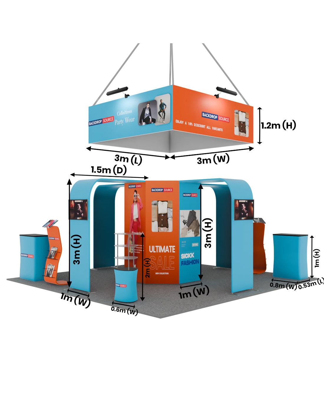 Modular Booth Kits 6m x 6m - Model 02 – Backdropsource UK