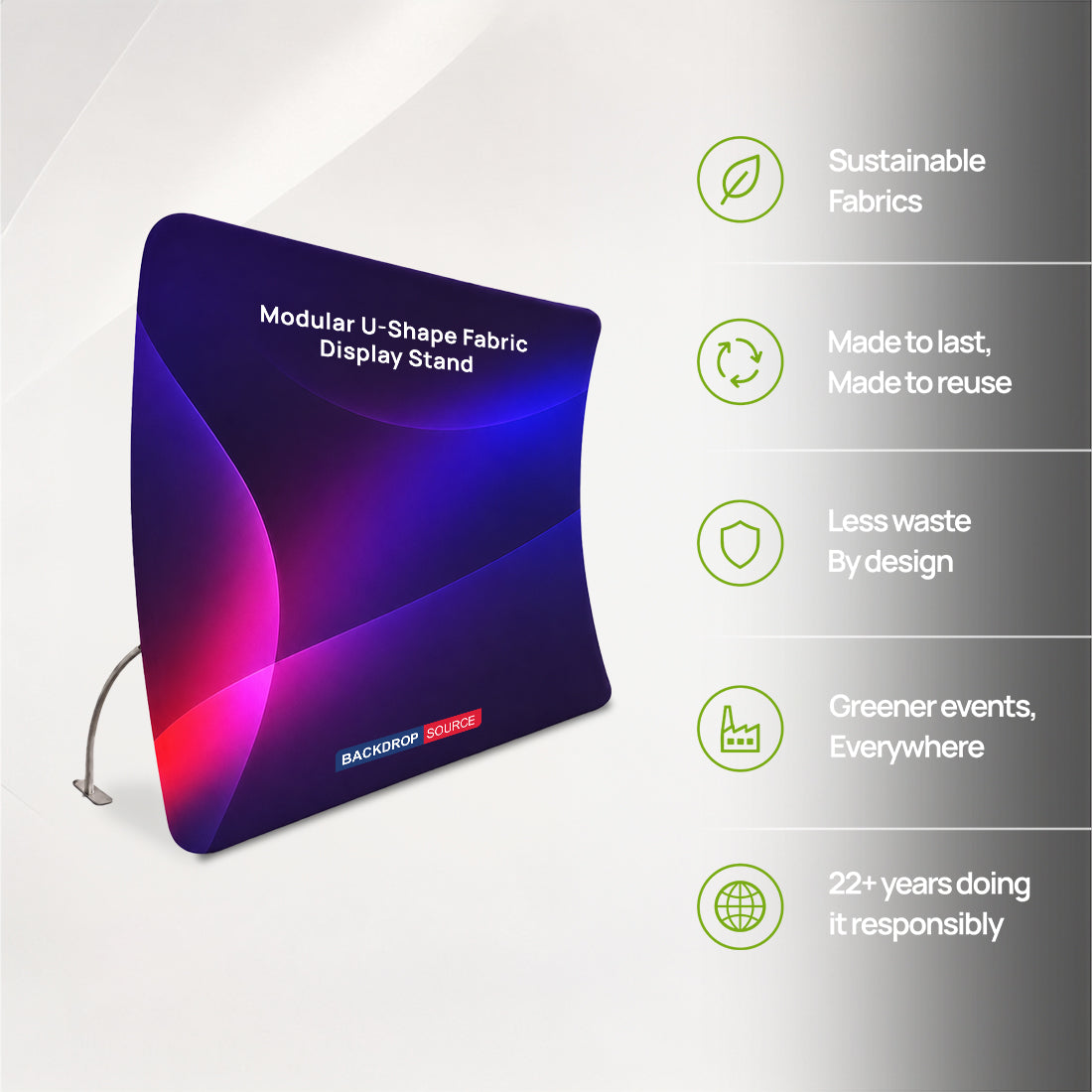 Modular U-Shape Fabric Display Stand – Tension Media Wall