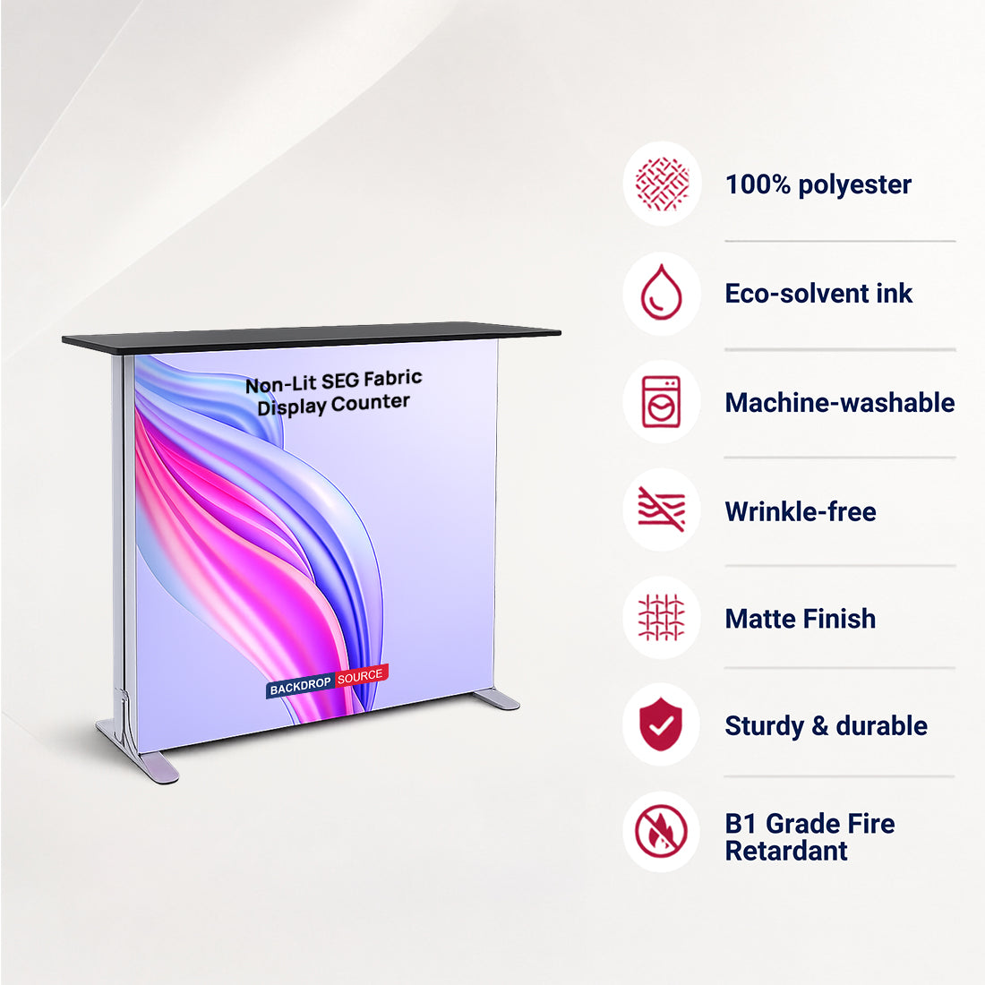 Non-Lit SEG Fabric Display Counter – 1m H Height