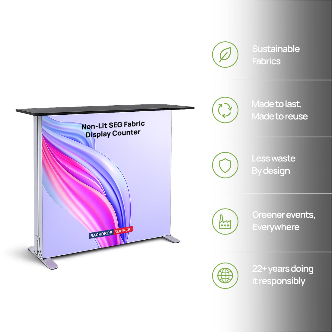 Non-Lit SEG Fabric Display Counter – 1m H Height