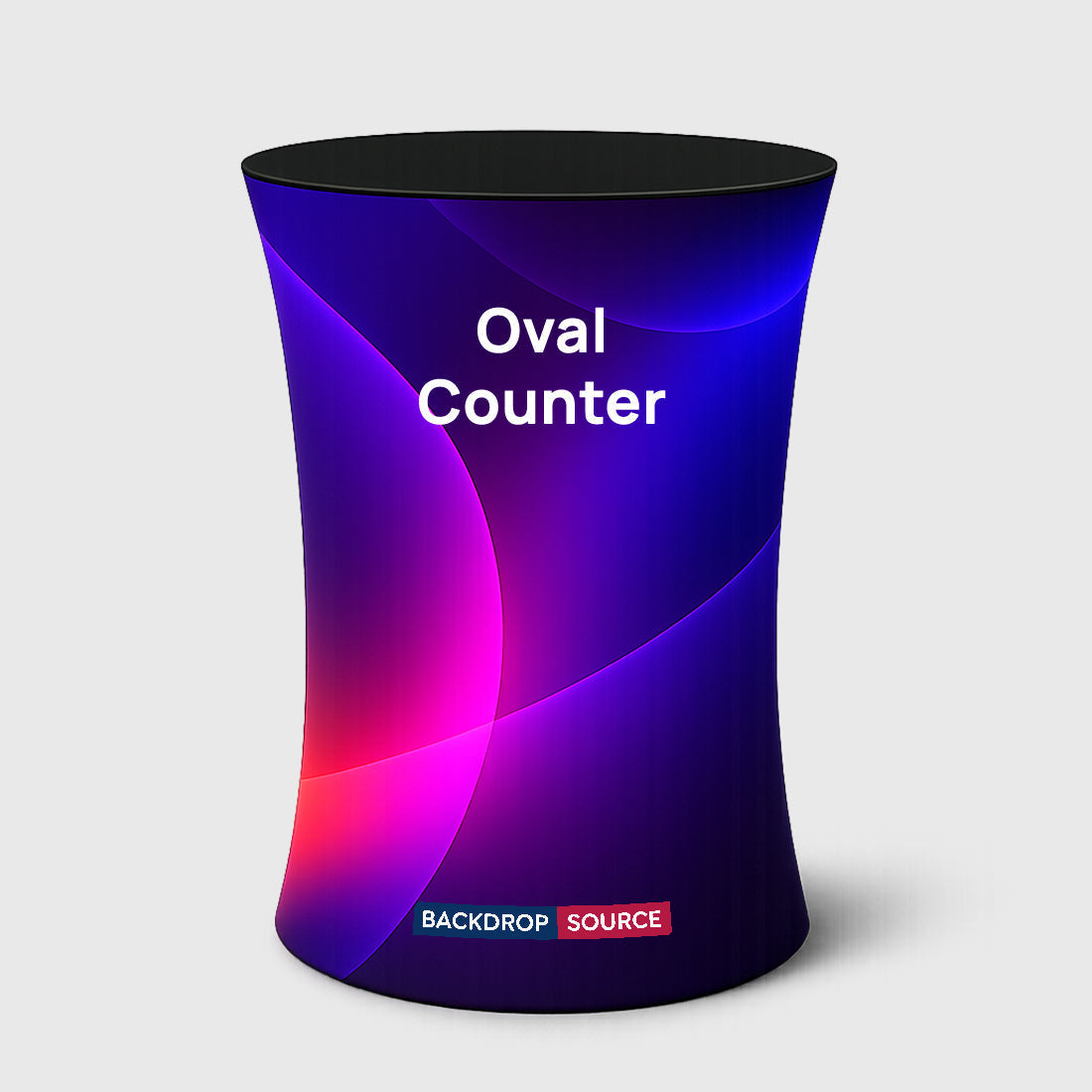 Oval Fabric Display Counter - included in Magnetic Fabric Banner Stand Exhibition Kit with Heart-Shaped Backdrop