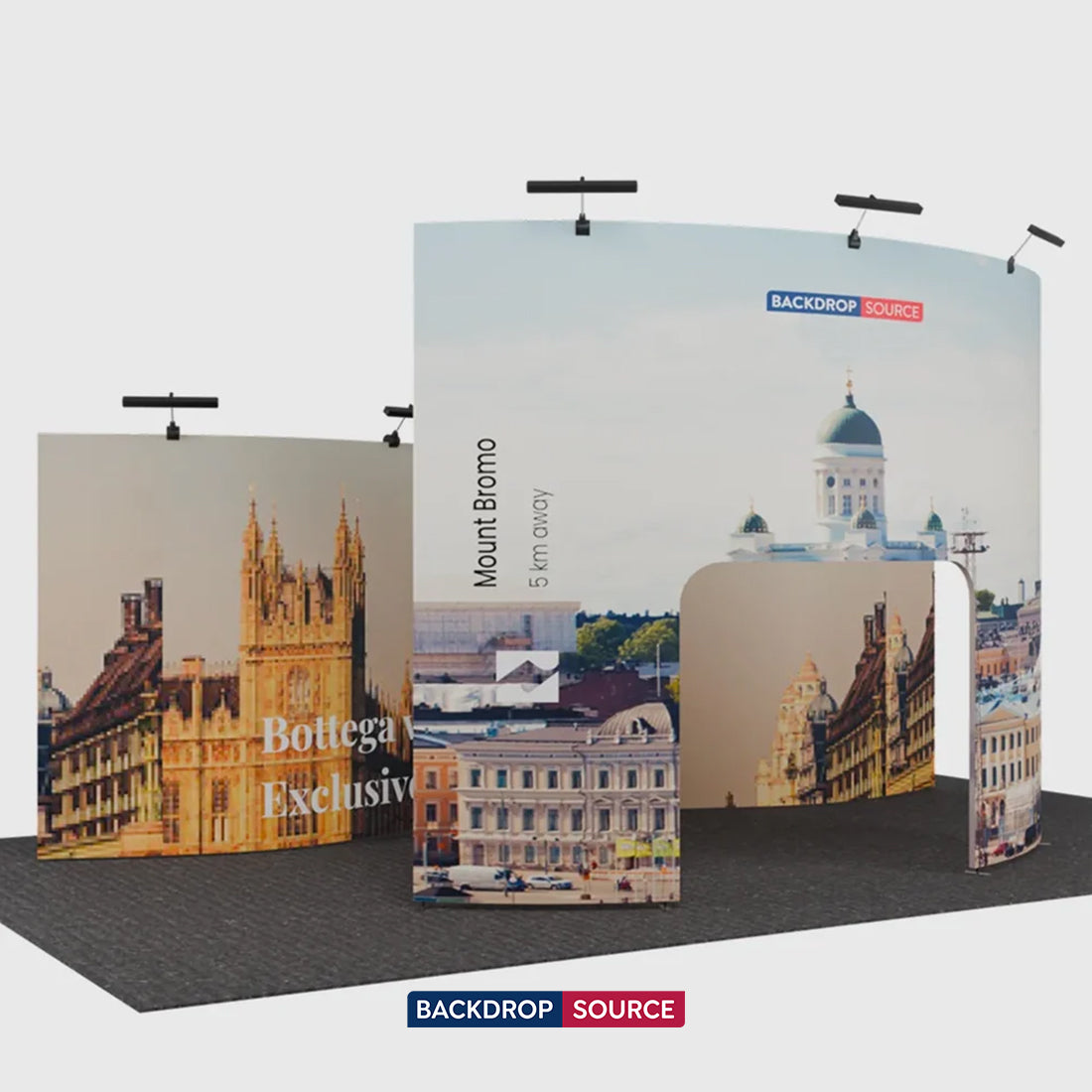6x3m Booth Kit with Wave Backwall & Curved Gate Arch