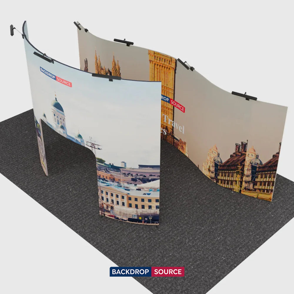 6x3m Booth Kit with Wave Backwall & Curved Gate Arch